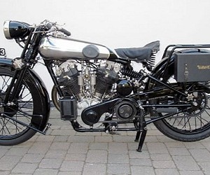 A 1929 Brough Superior, a legendary bike which is actually being resurrected for the