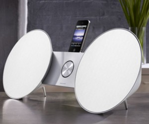The new iPad BeoSound 8 Speaker Dock cradles your Apple gadgets �in between two large...