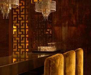 French Inspired Chandeliers from Corbett Lighting. Strands of multi-colored crystal b...