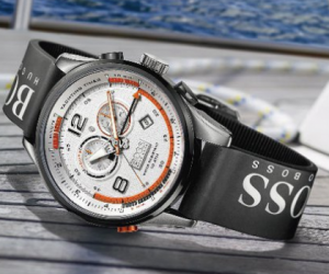 The steel case of this rugged and reliable watch is water-resistant to 10 ATM and fea...