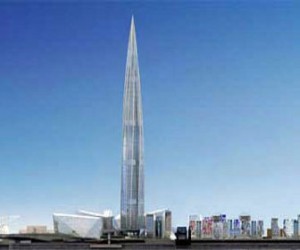 The 396m-high Okhta Centre in St. Petersburg, Russia, designed by UK-based architectu...