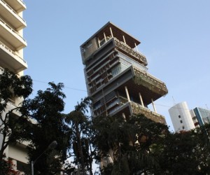 The $1 billion (£630 million), 27 storey tower block in Mumbai is the home of Mukesh...